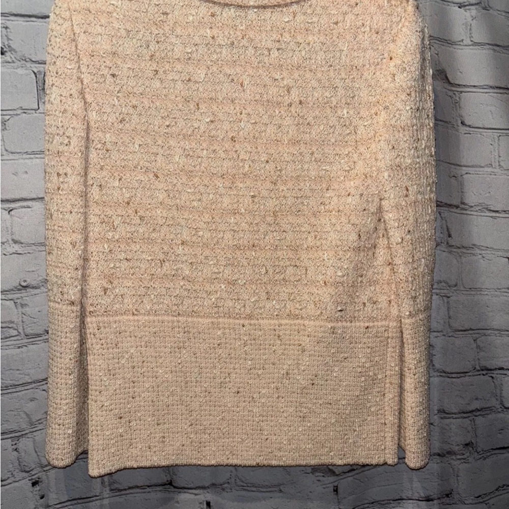 Autre Marque St.John Peach Pink Pearl Buttoned Tweed Knit Blazer Collar Size 2 - Picture 4 of 5